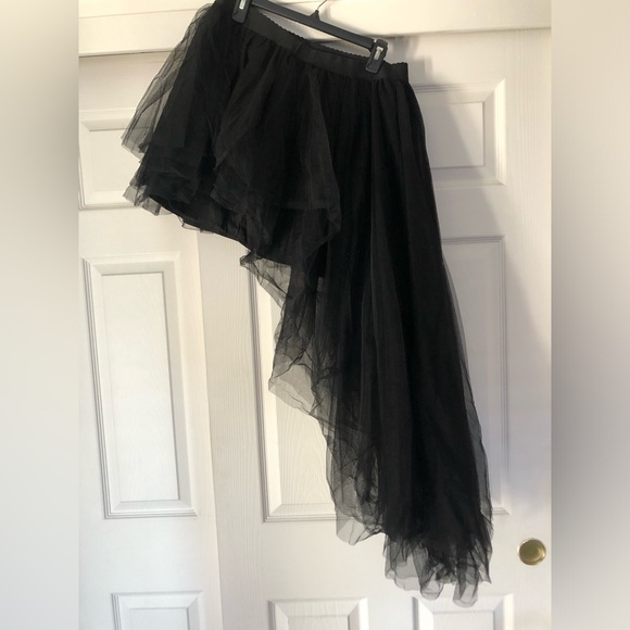 SHEIN Black Layered Elastic waist Asymmetrical Tutu Skirt - Picture 3 of 5